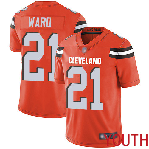 Cleveland Browns Denzel Ward Youth Orange Limited Jersey #21 NFL Football Alternate Vapor Untouchable